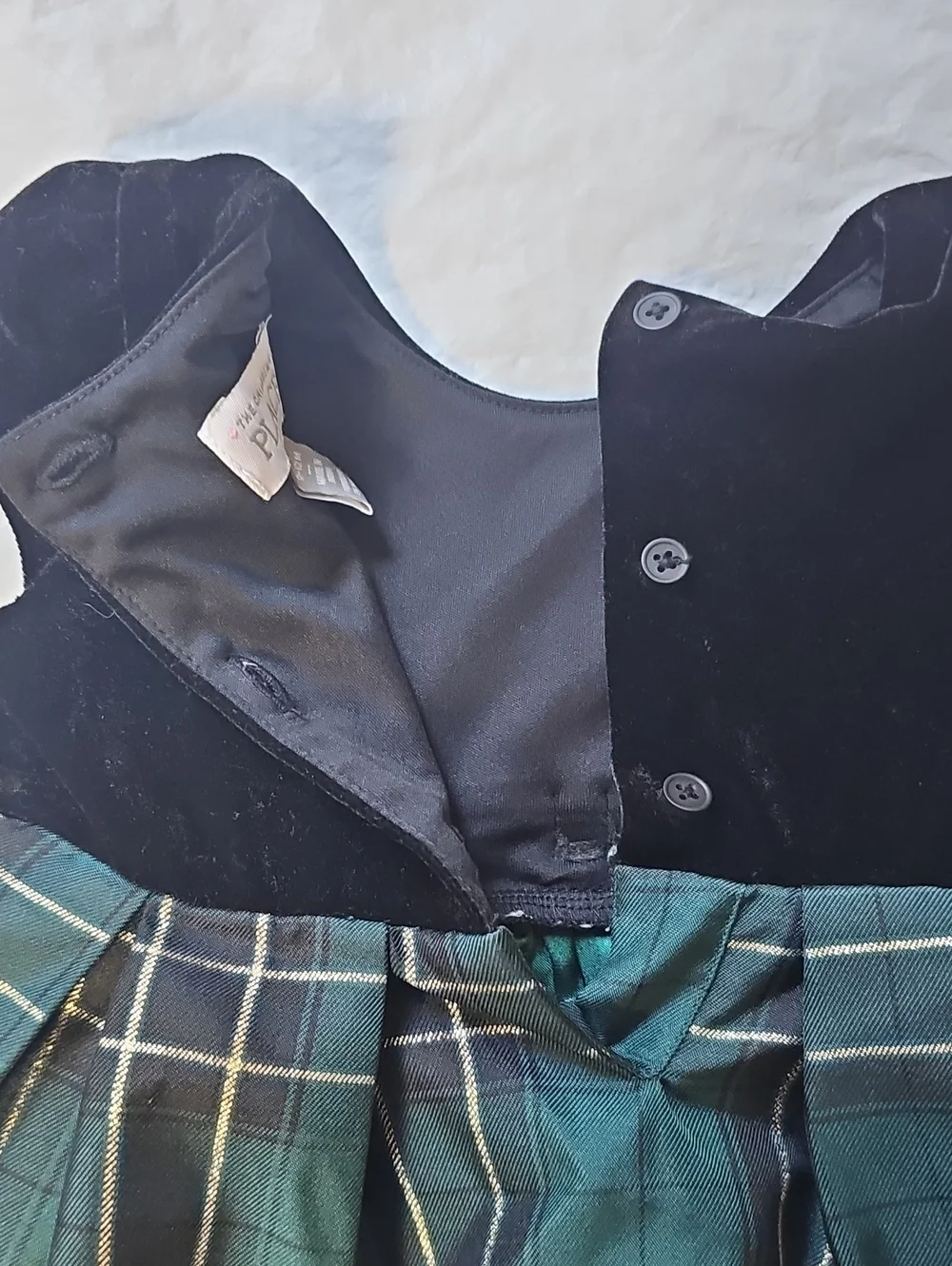 The Children's Place Black, Green Dress with Skirt Lining 9-12 Months Used